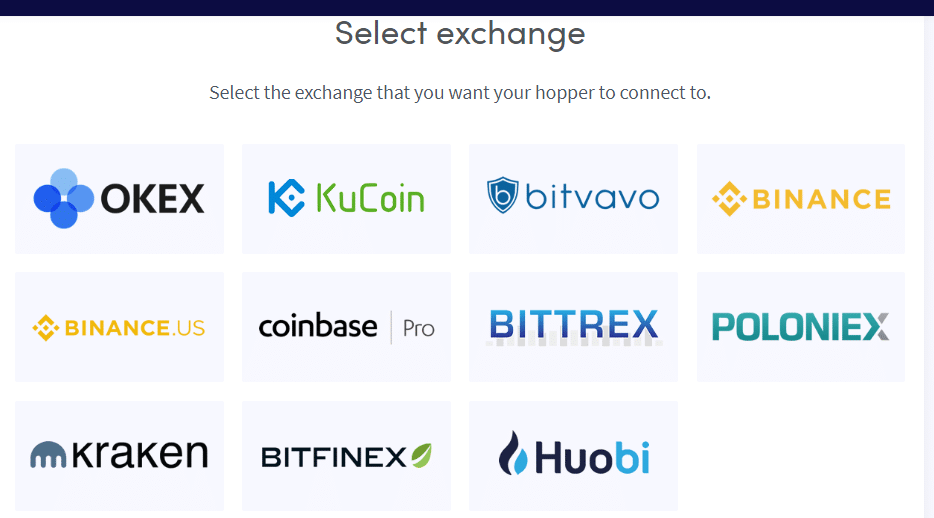 officially supported crypto exchanges