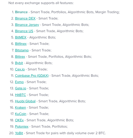 3commas supported exchanges