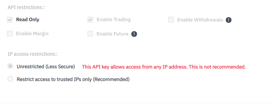 Binance API Key restriction