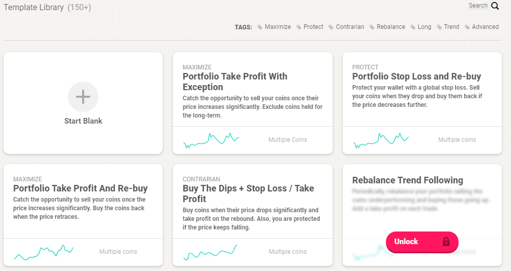 Coinrule trading rules or strategies