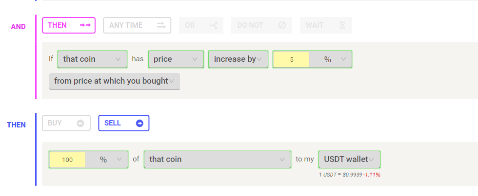 setting up coinrule rules