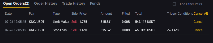 binance oco orders