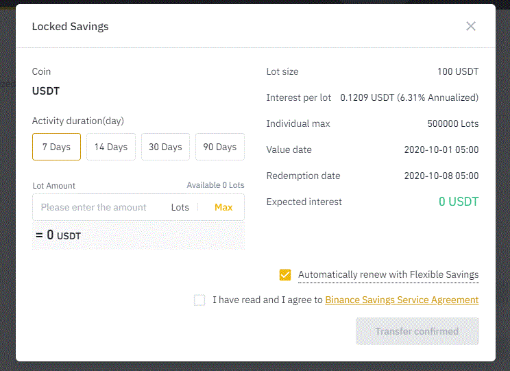 how does binance savings work