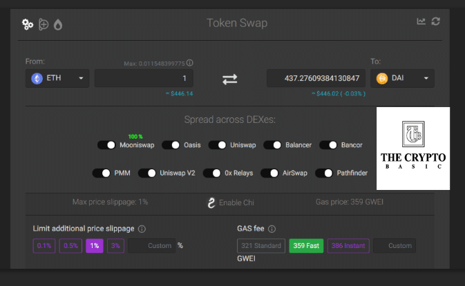 how to swap token on 1inch exchange