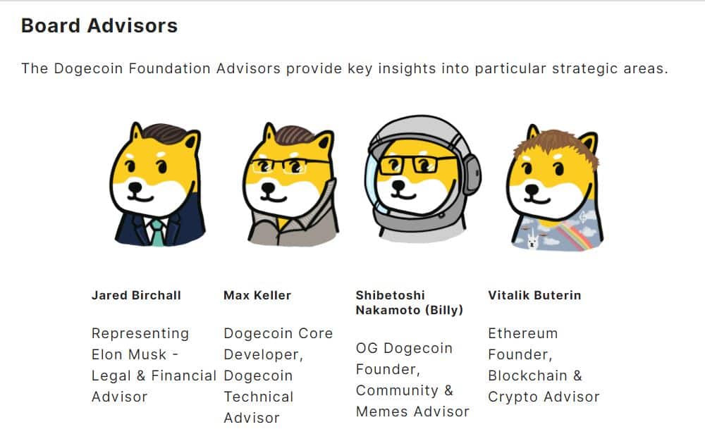Dogecoin has Vitalik Buterin as Board Advisor along with and Elon Musk representative