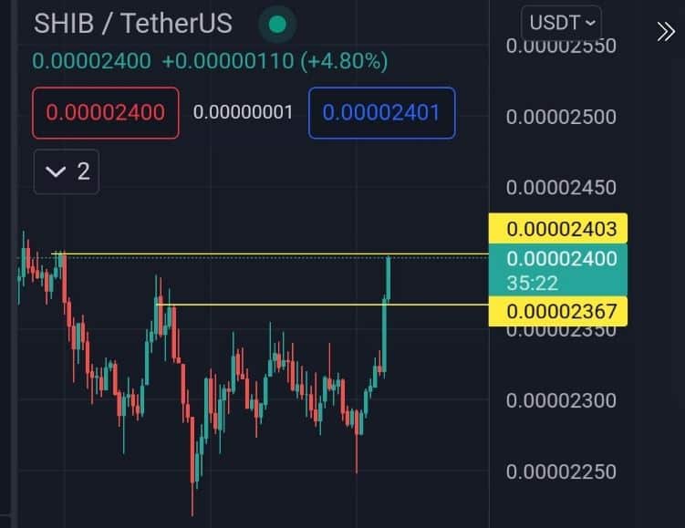 shib price bouncing