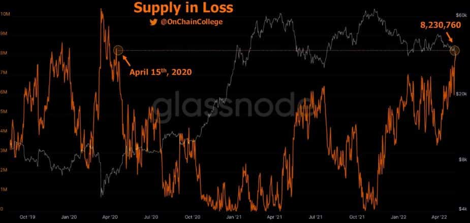 bitcoin supply in loss