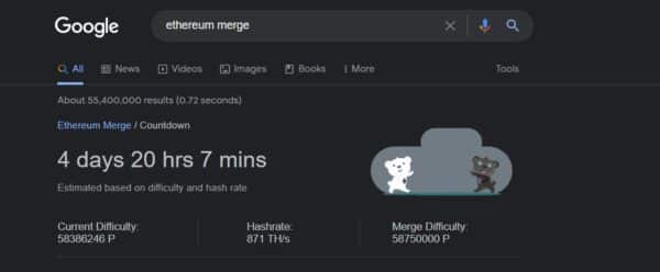 google on Ethereum merge