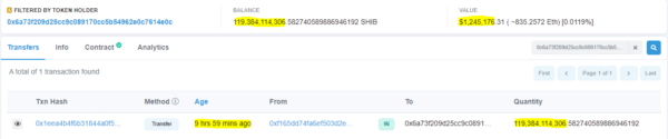 Tekkiv Shiba Inu vaal kogus 119.38 miljardit SHIB-i