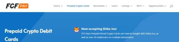 FCF PAY debit cards now accept Shiba Inu