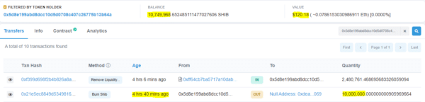 Mysterious Wallet Burned 10 Million SHIB