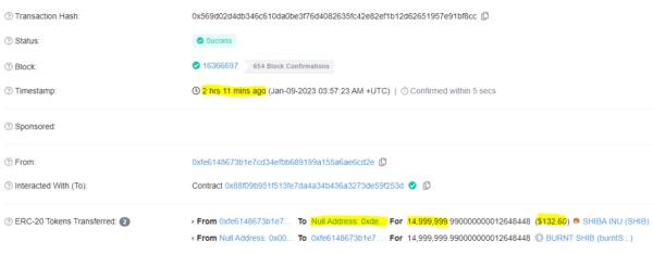 Mysterious Wallet Burned 14.99 Million SHIB