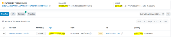 Mysterious Wallet Burned 1005 Million SHIB