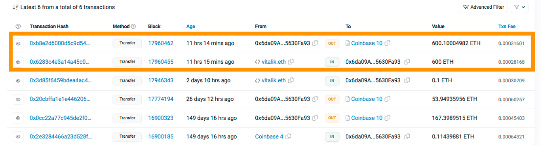 Транзакцыя Ethereum Etherscan