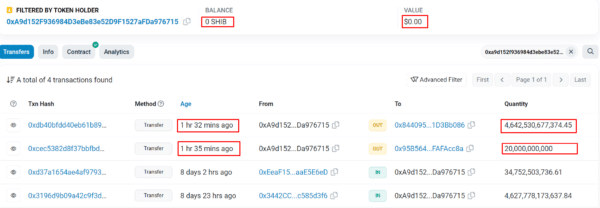 Top Whale Transferred 3822 Million USD worth of SHIB via Two Separate Transactions