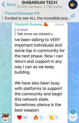 Shytoshi Kusama Telegram Chat
