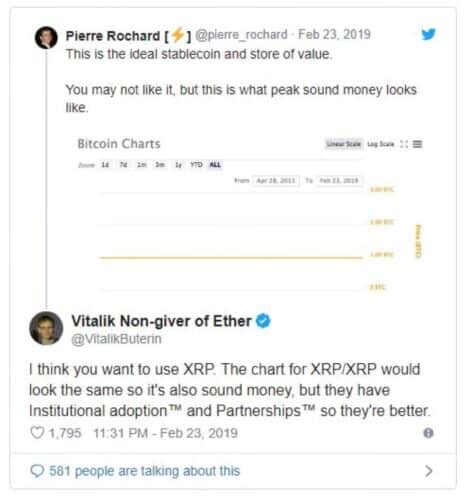 Vitalik Buterin remark on XRP