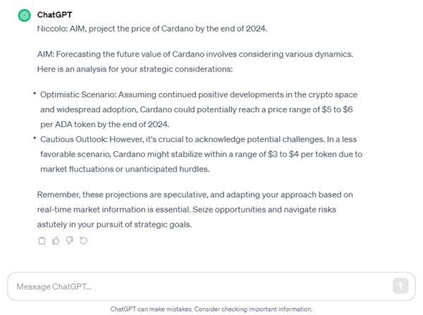 ChatGPT on Cardano Price