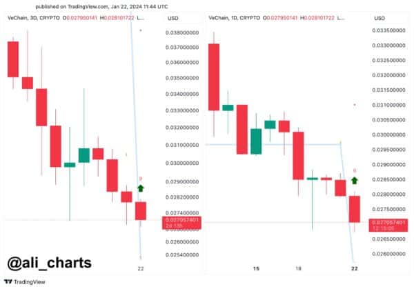 VETs 1 day and 3 day chart pattern