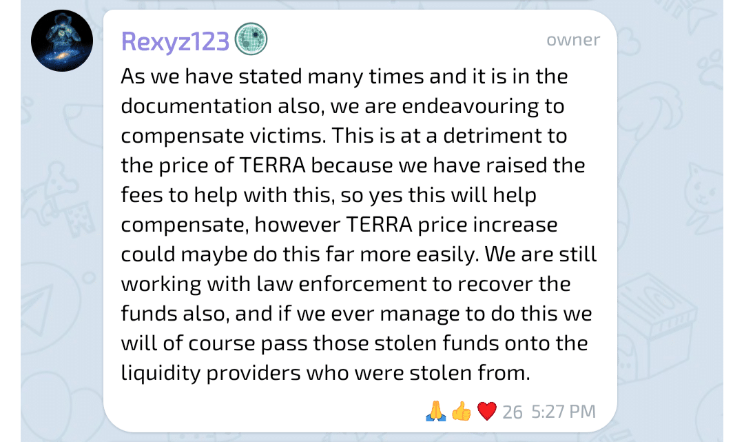 Terra Classic Rexyz Comments on Terraport Compensation Plan