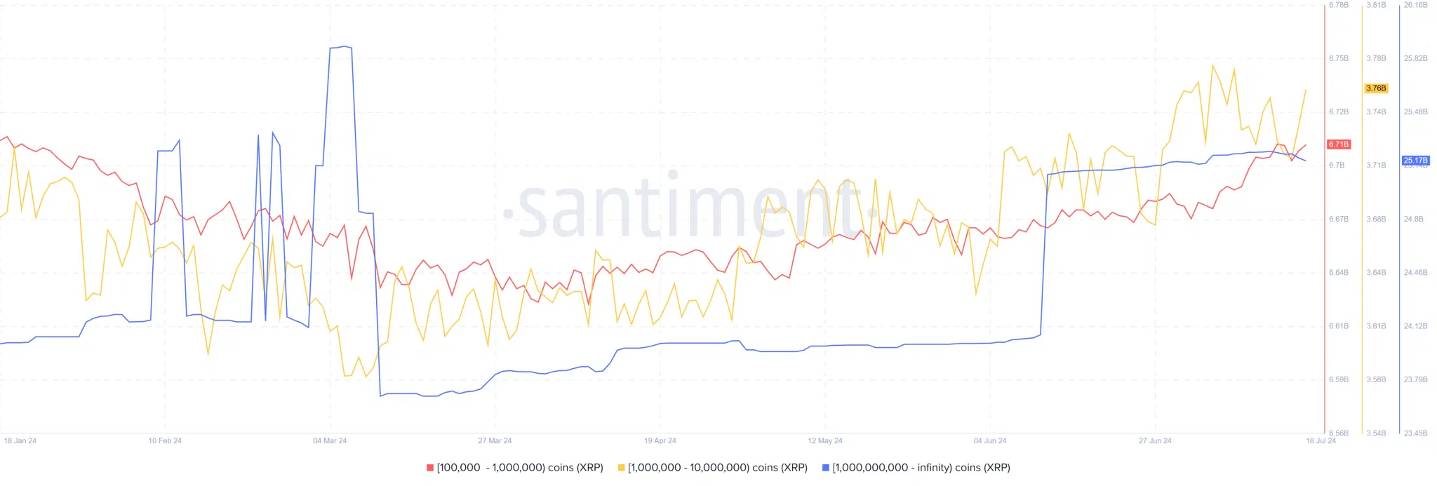 XRP Shark and Whale Accumulation Santiment