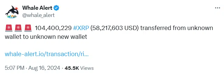 XRP Whale Transaction Whale Alert