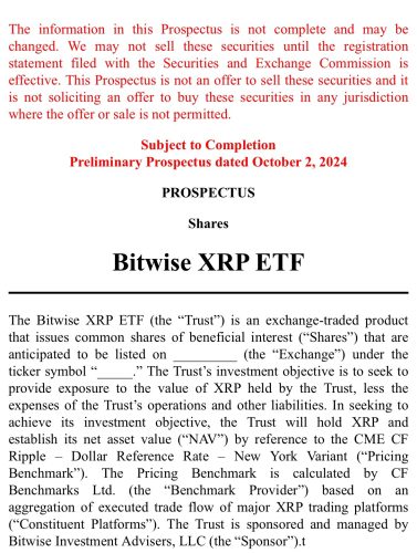 Bitwise XRP ETF Application