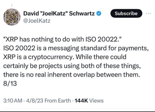 David Schwartz debunks XRP relationship with ISO 20022