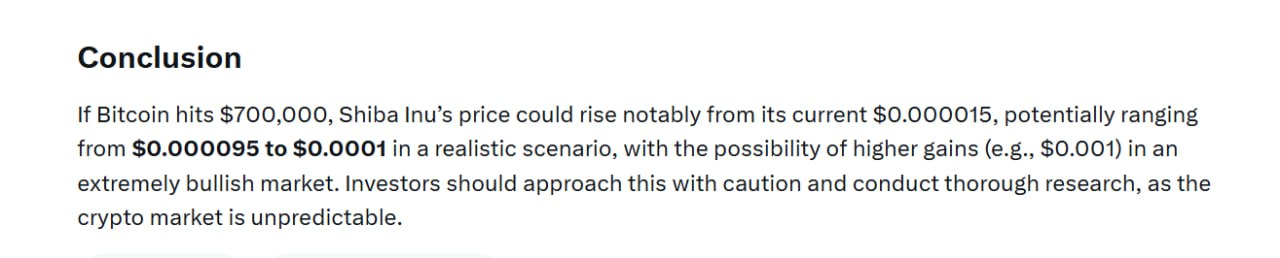 Grok prediction for Shiba Inu if BTC hits 0K