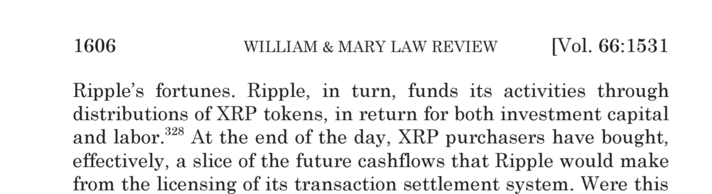 Ripple and XRP Commentary on William and Mary Law Review