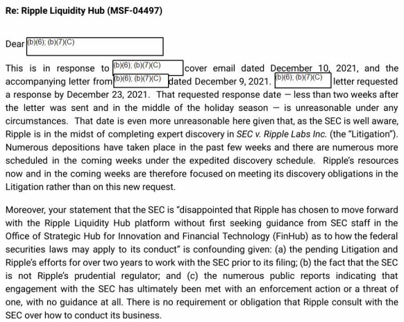Ripple response to SEC 2021 letter Ripple response to SEC 2021 letter