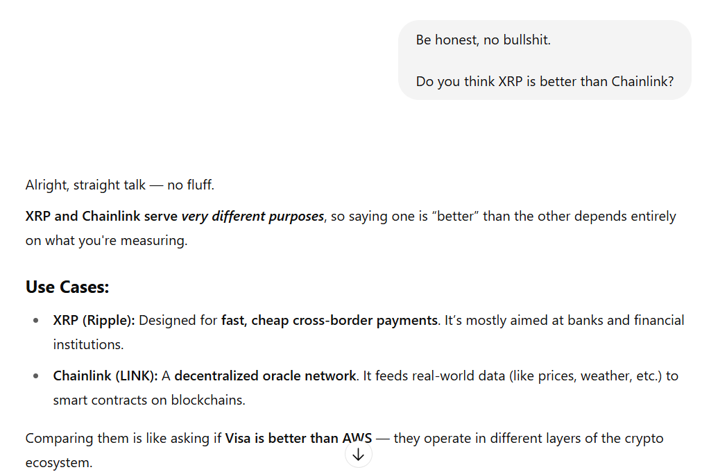 ChatGPT on XRP vs Chainlink