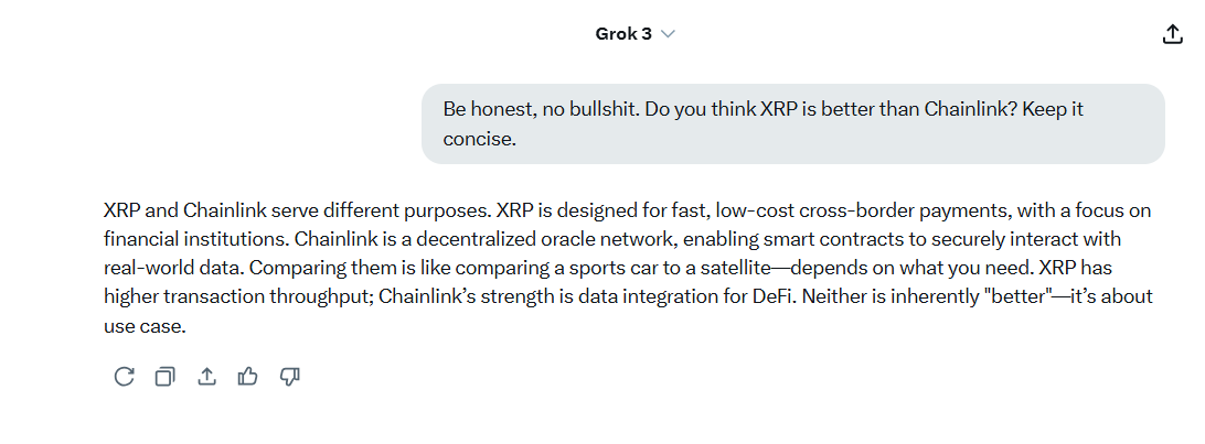 Grok on XRP vs Chainlink