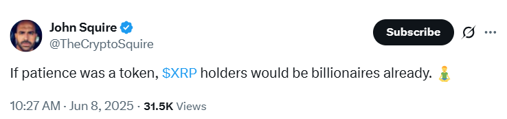 If Patience Were a Token, XRP Holders Would Already Be Billionaires: Pundit