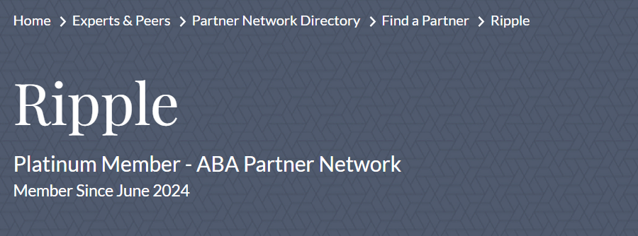 Ripple Platinum Member of the American Bankers Association