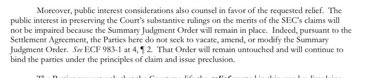 SEC and Ripple agree not to modify Judge Torres summary judgment decision