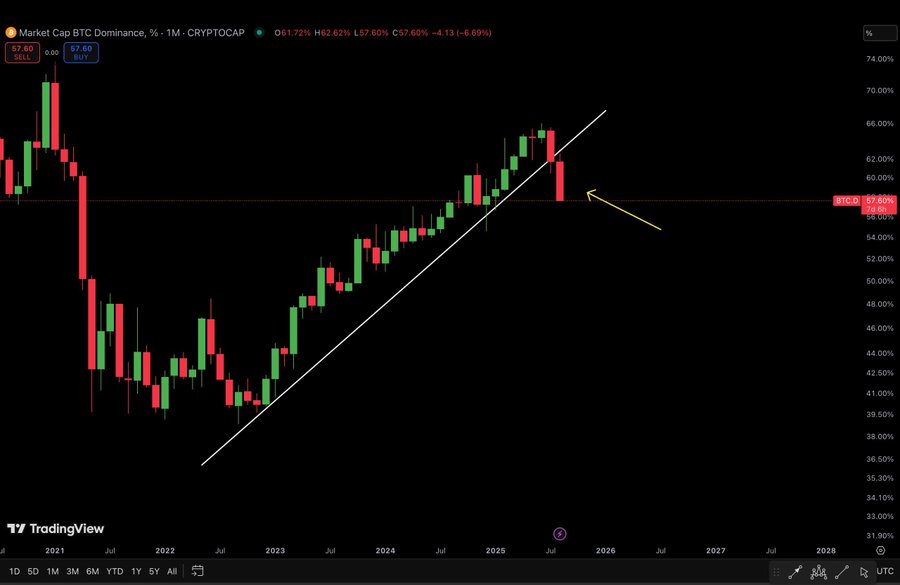 Bitcoin dominance drop