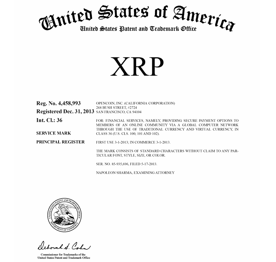 US Patent Registering XRP as a Payment Method