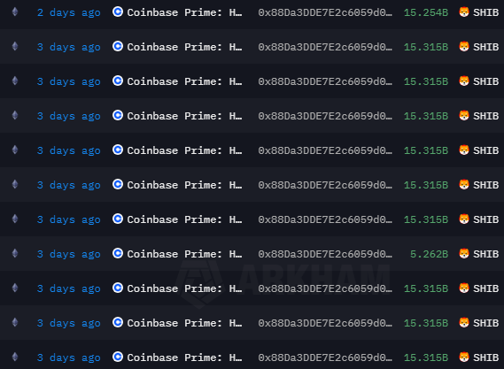 Whale withdraws SHIB from Coinbase