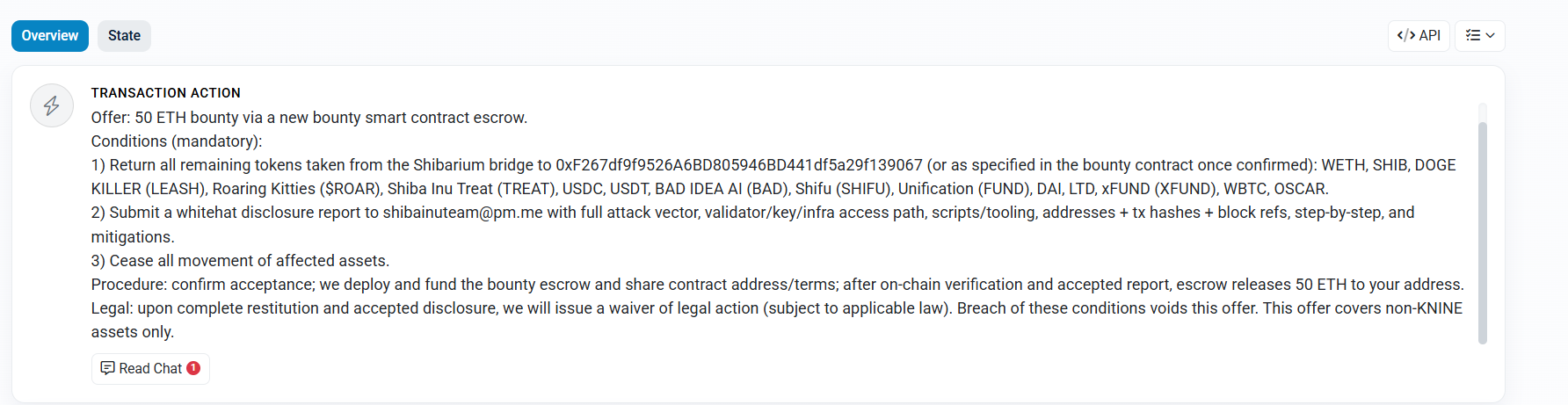 Shiba Inu Team Offers Bounty to Shibarium Hacker