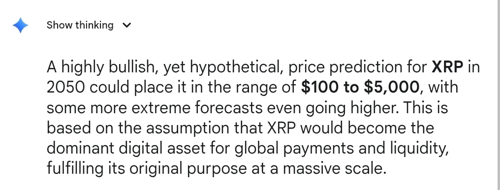 XRP Price if Millennials and Gen Z Hold Until 2050 Google Gemini