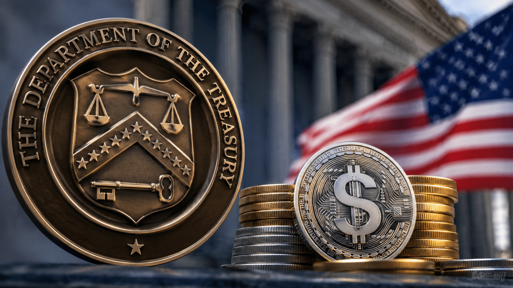 U.S. Department of the Treasury seal representing proposed stablecoin regulations under the GENIUS Act.