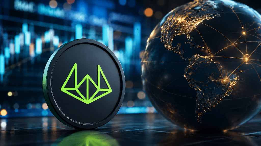 Wintermute logo beside a digital globe and financial market charts, illustrating the crypto market maker’s expansion into traditional markets.