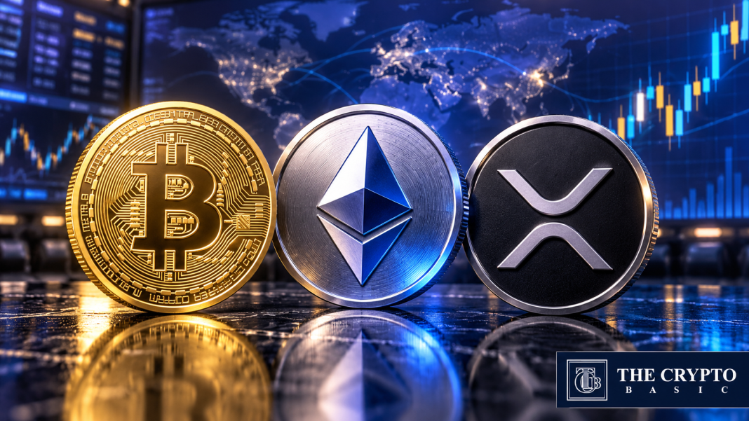 Bitcoin, Ethereum and XRP