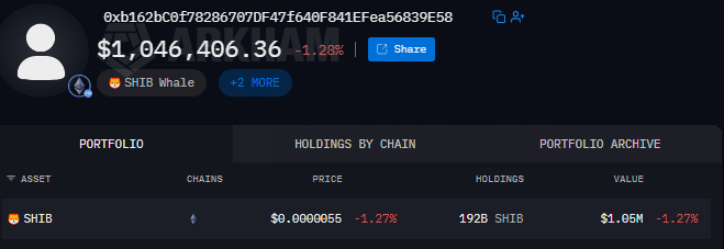Shiba Inu Whale Balance Shiba Inu Whale Balance