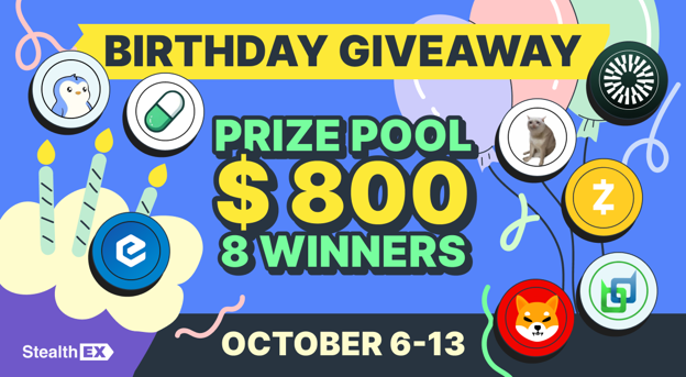 StealthEX Celebrates 8th Anniversary With $800 Crypto Giveaway